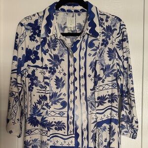 Joie Navy and Cream Patterned Maxi Dress 🐟🐠🌴